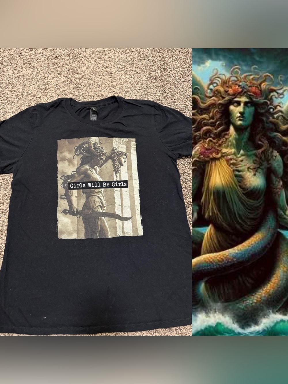 Gildan Black Graphic T-Shirt - Mythic Medusa “Girls Will Be Girls”
